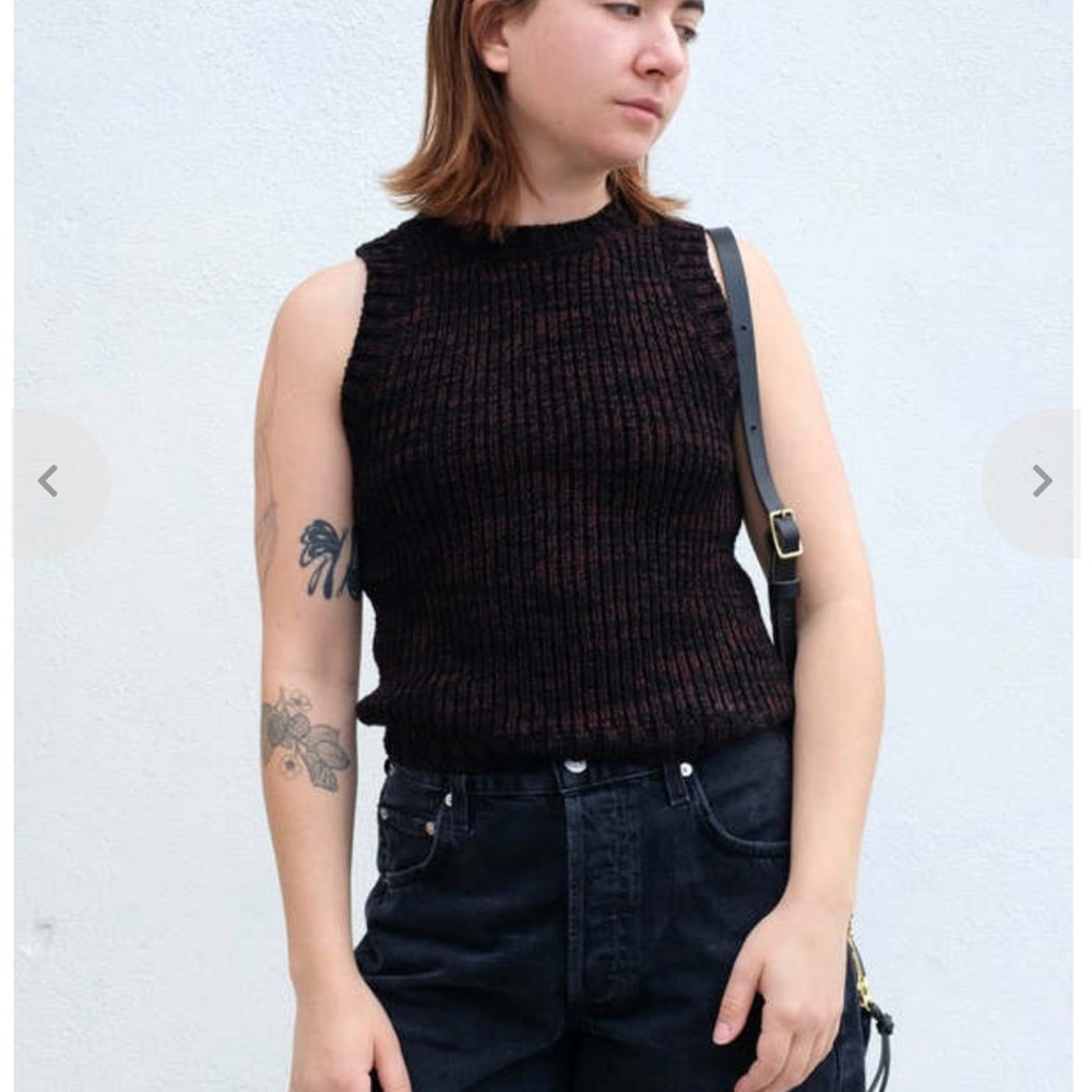 ATELIER DELPHINE Boucle Sweater Tank in Espresso, Sz M - Picture 2 of 14